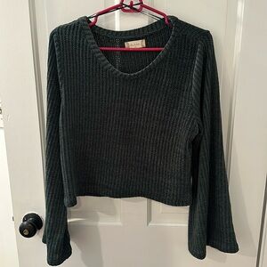 Green Knitted Cropped Sweater